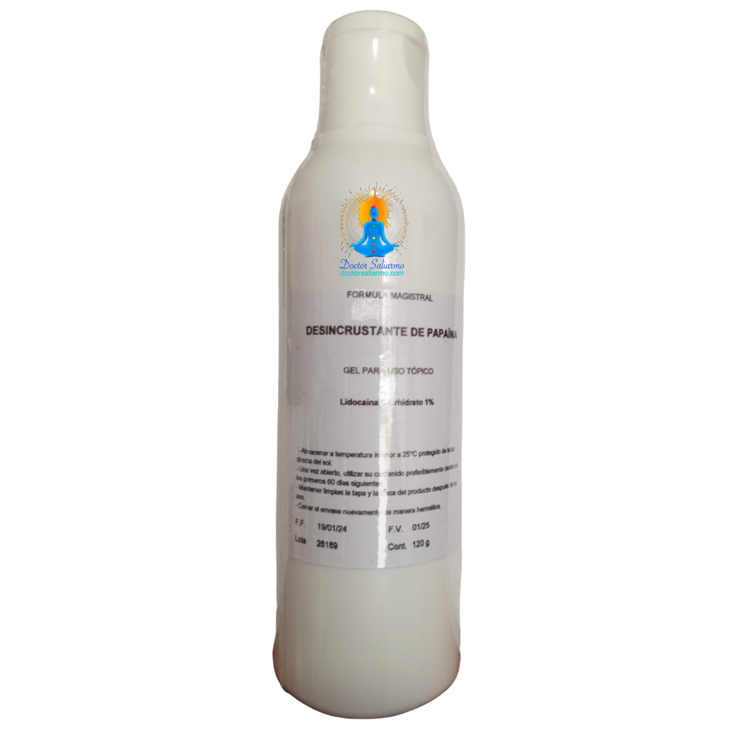 Desincrustante de papaina acción emoliente y antiseptica, favorece desincrustación del sebo e impurezas, permitiendo la extracción
