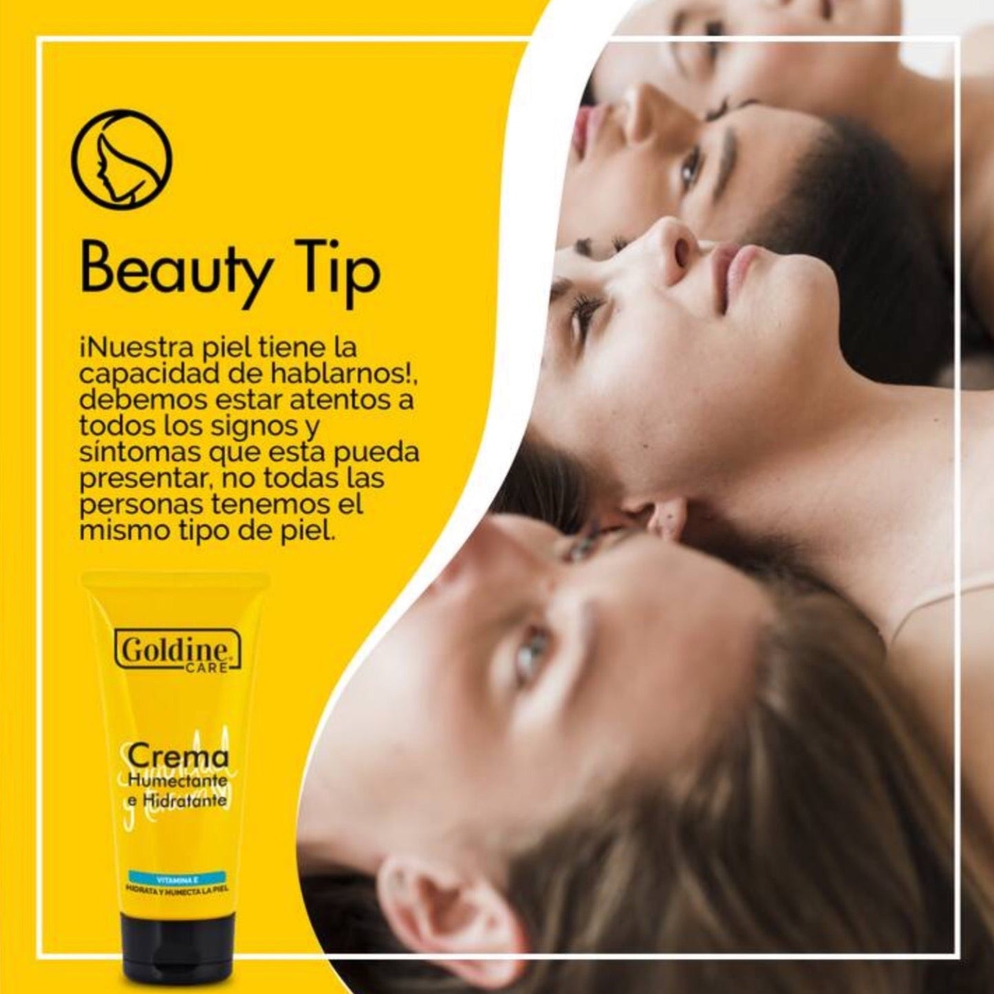 Crema Humectante Goldine hidrata y humecta la piel proporcionando suavidad y tersura.