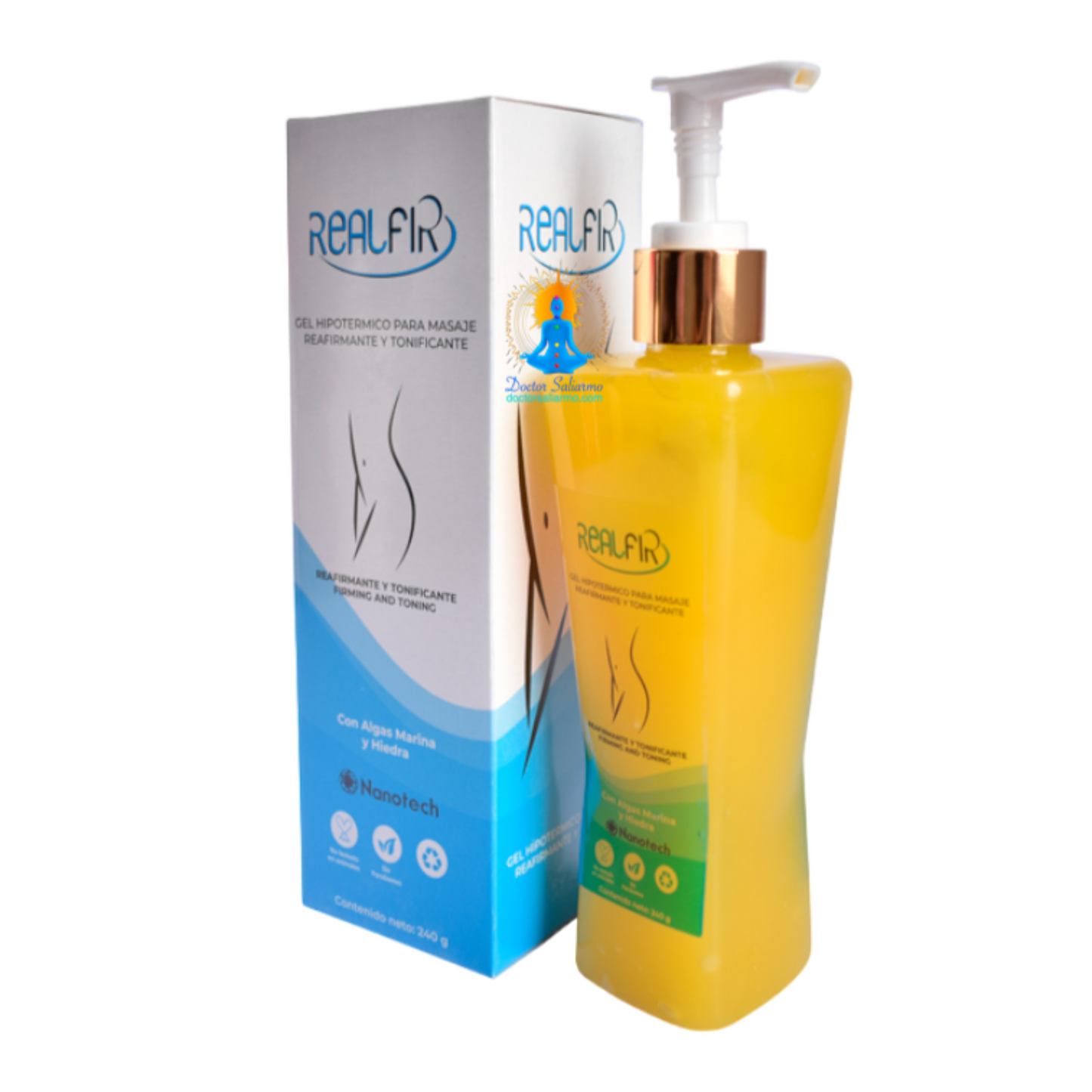 REALFIR es un gel liposomado con efecto lifting para lucir hermosa de pies a cabeza.