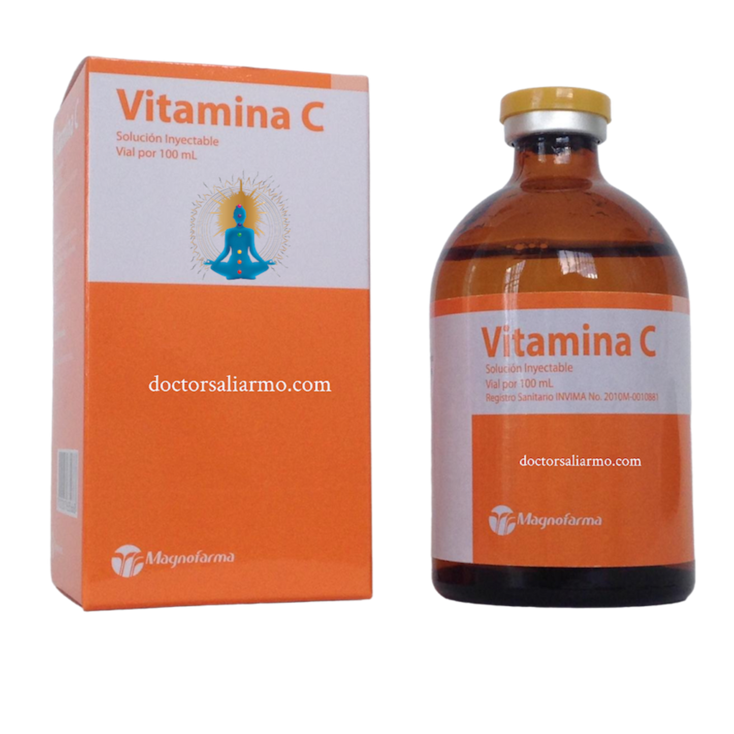 Vitamina C de MAGNOFARMA, 100 mL- 10gramos, con registro INVIMA para aplicación intravenosa, Precio $112.000 COP.