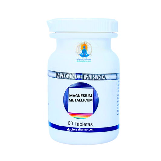 Magnesio indicado en envejecimiento prematuro, descalcificación, pérdida de fuerzas y de entusiasmo por la vida. También esta indicado en casos de intoxicación por Magnesio. Principios activos: Magnesium Metallicum 6CH