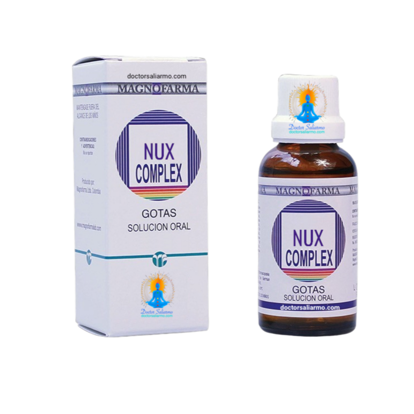 nux complex  indicado en trastornos funcionales en la región gastrointestinal y hepática, trastornos por abuso de nicotina, alcohol y café, adicción al cigarrillo, alcoholismo, cólicos, disbacteriosis, iatrogenia, megacolon (Hirschsprung), meteorismo y vómito sin causa orgánica.