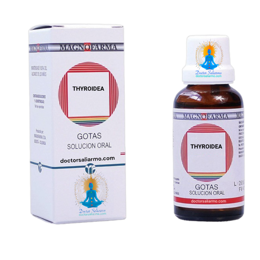 Thyroidea gotas indicado en alteraciones tiroideas, estimulación de las funciones glandulares.