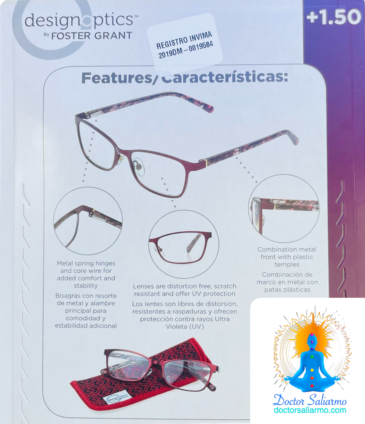 Gafas de lectura Foster Grant para dama y caballero tienen un aumento de 1.50 para disfrutar de una lectura cómoda y sin esfuerzo.